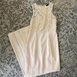 Lulu’s Cream Lace and Chiffon Maxi Gown